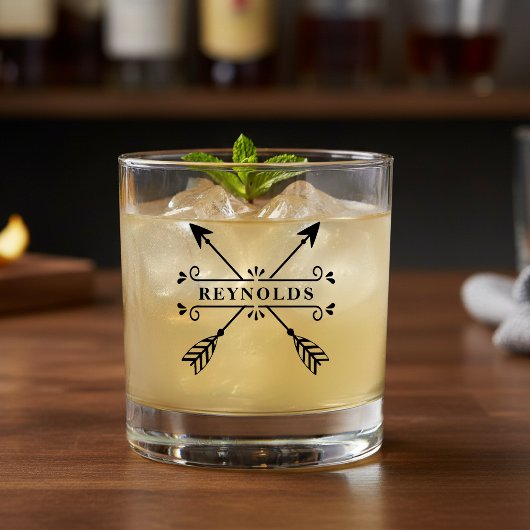 Rustikale überkreuzte Pfeile mit Name-ID615 Whiskyglas