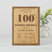 Rustikale Überraschung 100. Geburtstag Einladung H (Stehend Vorderseite)