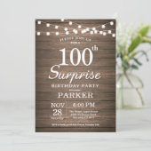 Rustikale Überraschung 100. Geburtstag Einladung H (Stehend Vorderseite)