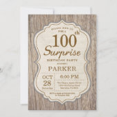 Rustikale Überraschung 100. Geburtstag Einladung H (Vorderseite)