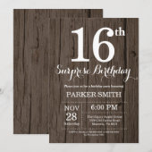 Rustikale Überraschung 16. Geburtstag Einladung (Vorne/Hinten)