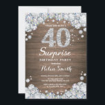 Rustikale Überraschung 40. Geburtstag Diamond Einladung<br><div class="desc">Rustikale Überraschung 40. Geburtstag Einladung. Silver Kristall Diamond. Rustikaler Holzhintergrund. Land Vintag Retro. Eleganter Geburtstag Bash einladen. Erwachsener zum Geburtstag. Frauen zum Geburtstag. Männer zum Geburtstag. Für weitere Anpassungen klicken Sie bitte auf die Schaltfläche "Anpassen" und verwenden Sie unser Designwerkzeug,  um diese Vorlage zu ändern.</div>