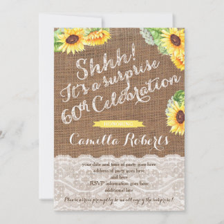 Rustikale Überraschung 60. Geburtstagsparty Cards, Einladung