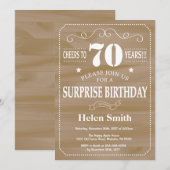 Rustikale Überraschung 70. Geburtstag Einladung (Vorne/Hinten)