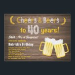Rustikale Überraschungen Gefallen und Bier 40. Geb Einladung<br><div class="desc">Rustikale Überraschung Cheers und Bier 40. Geburtstag Einladung. Erwachsener Geburtstag. Bier Geburtstag für Männer. Schwarz-Weiß-Untergrund mit Zwischenboden.
Für weitere Anpassungen klicken Sie bitte auf die Schaltfläche "Anpassen" und verwenden Sie unser Designwerkzeug,  um diese Vorlage zu ändern.</div>