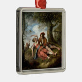 Rustikale Umwerbung Silbernes Ornament (Rechts)