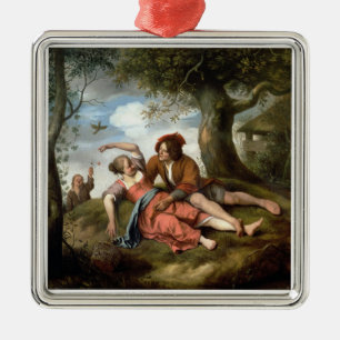 Rustikale Umwerbung Silbernes Ornament