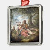 Rustikale Umwerbung Silbernes Ornament (Links)