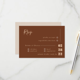 Rustikale und cremekalligraphische UAWG Wedding RSVP Karte