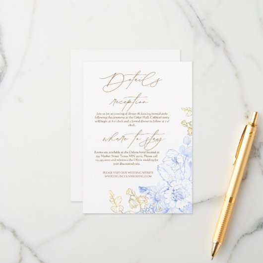 Rustikale und elegante Blumenzwiebelgoldverheiratu Begleitkarte (Vorderseite/Rückseite Beispiel)