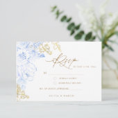 Rustikale und elegante Blumenzwiebelgoldverheiratu RSVP Karte (Stehend Vorderseite)