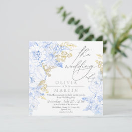 Rustikale und elegante Florals Gold Wedding Einladung