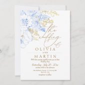 Rustikale und elegante Florals Minimalis Gold Wedd Einladung (Vorderseite)