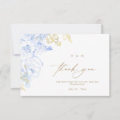 Rustikale und elegante Florals Rose Gold Wedding Dankeskarte (Vorderseite)