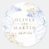 Rustikale und elegante Florals Rose Gold Wedding Runder Aufkleber (Vorderseite)