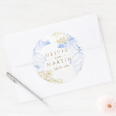 Rustikale und elegante Florals Rose Gold Wedding Runder Aufkleber (Umschlag)