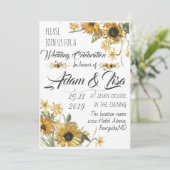 Rustikale und elegante Hochzeit der gelben Sonnenb Einladung (Stehend Vorderseite)