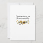 Rustikale und elegante Hochzeit der gelben Sonnenb Einladung (Rückseite)