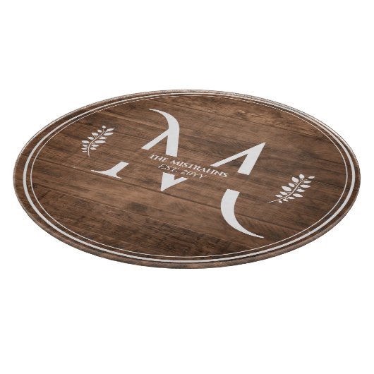Rustikale und elegante Monogramm-Imitate Schneidebrett (Ecke)