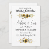 Rustikale und elegante Sonnenblumen-Hochzeit Einladung (Vorne/Hinten)