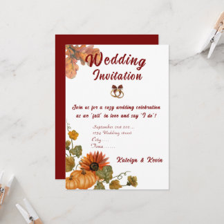 Rustikale und gemütliche Herbst-Hochzeitskollektio Einladung