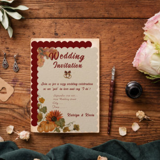 Rustikale und gemütliche Herbst-Hochzeitskollektio Einladung