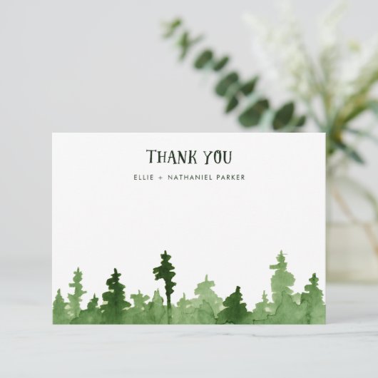 Rustikale und modische grüne Kiefer Dankeskarte (Stehend Vorderseite)