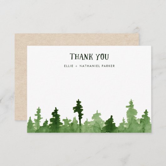 Rustikale und modische grüne Kiefer Dankeskarte (Vorne/Hinten)