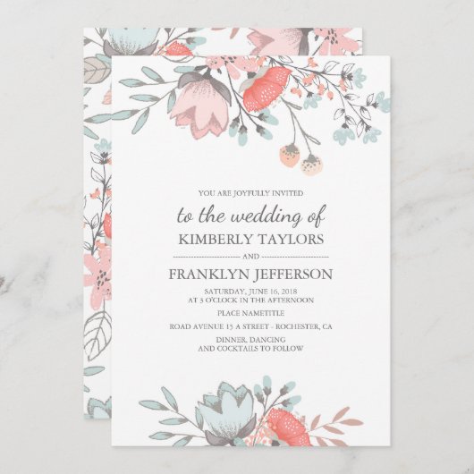 Rustikale und Vintage Blumenzwiebeln Einladung (Vorne/Hinten)