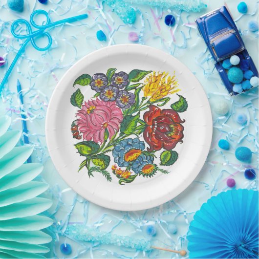 Rustikale ungarische Blume Pappteller (Party)