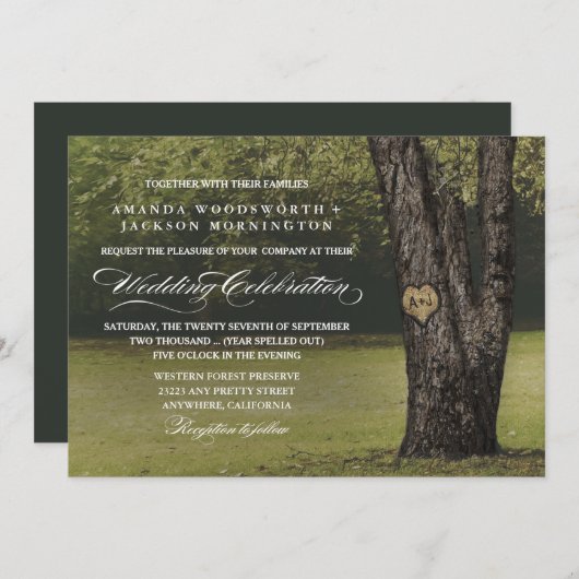 Rustikale Ursprünge Altes Eichenbaum Einladungen f (Vorne/Hinten)