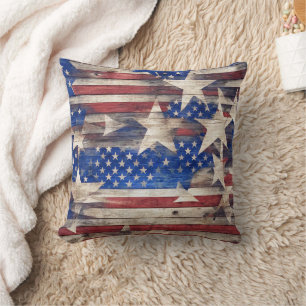 Rustikale US Flagge Kissen