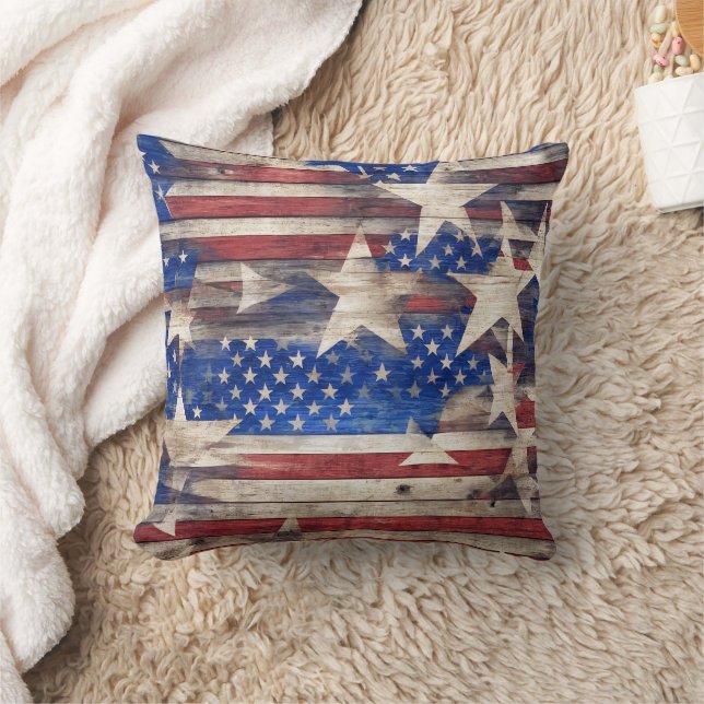 Rustikale US Flagge Kissen (Decke)