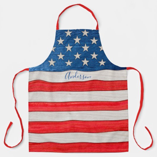 Rustikale US Flagge Red White Blue Schürze (Vorderseite)