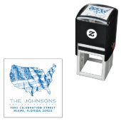 Rustikale USA Karte & Flagge | Rücksendeadresse vo Permastempel (Beispiel)