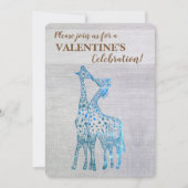 Rustikale Valentine Einladung Giraffen Küssen (Vorderseite)