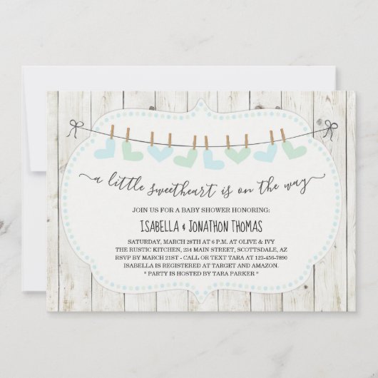 Rustikale Valentinstag Boy's Baby Dusche Einladung (Vorderseite)