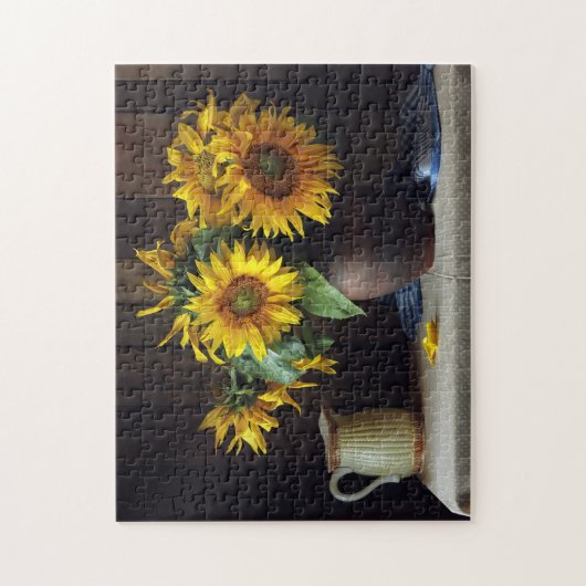 Rustikale Vase der Sonnenblumen | Floral Puzzle (Vertikal)