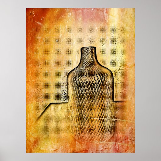 Rustikale Vase-Impression Warm Abstrakt rosa Poster (Vorne)