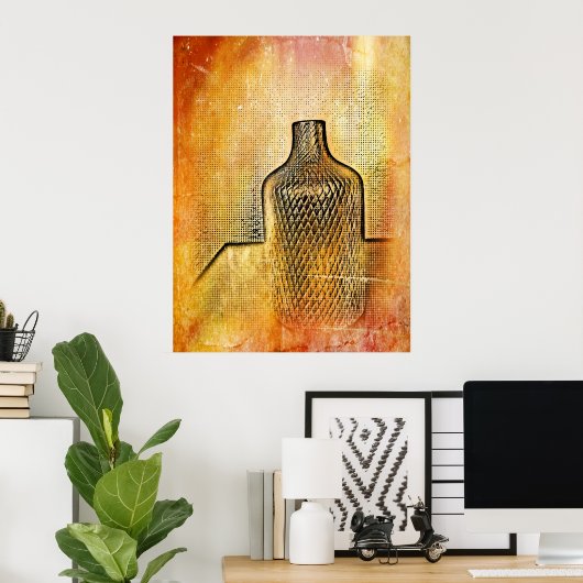 Rustikale Vase-Impression Warm Abstrakt rosa Poster (Heimbüro)