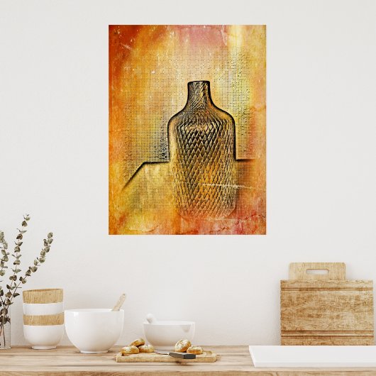 Rustikale Vase-Impression Warm Abstrakt rosa Poster (Küche)