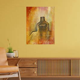 Rustikale Vase-Impression Warm Abstrakt rosa Poster