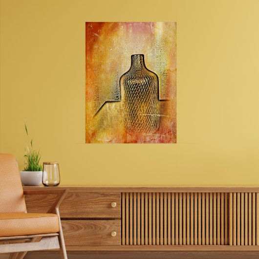 Rustikale Vase-Impression Warm Abstrakt rosa Poster (Wohnzimmer 2)