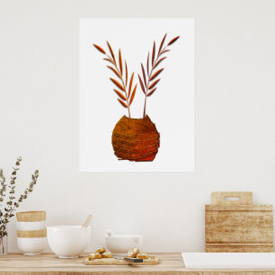 Rustikale Vase Kupfer Look Boho Branchen Poster