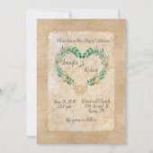 Rustikale Vegetation Antiquitätenherz Schöne Hochz Einladung (Vorderseite)