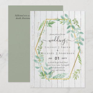 Rustikale Vegetation auf Driftwood Budget Wedding Einladung