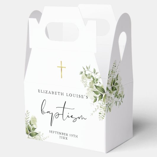 Rustikale Vegetation Blätter Elegante Taufe Geschenkschachtel (Geöffnet)