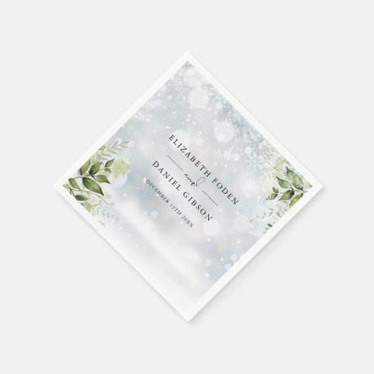 Rustikale Vegetation Blühende Winter Schneeflocken Serviette (Ecke)