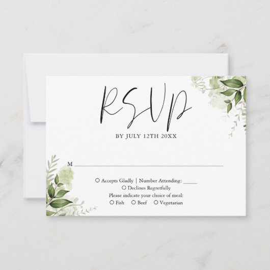 Rustikale Vegetation Blumen Elegante Hochzeit RSVP Karte (Vorderseite)