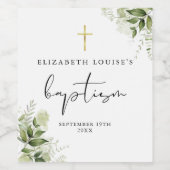 Rustikale Vegetation Blumen Elegante Taufe Weinetikett (Einzelnes Label)